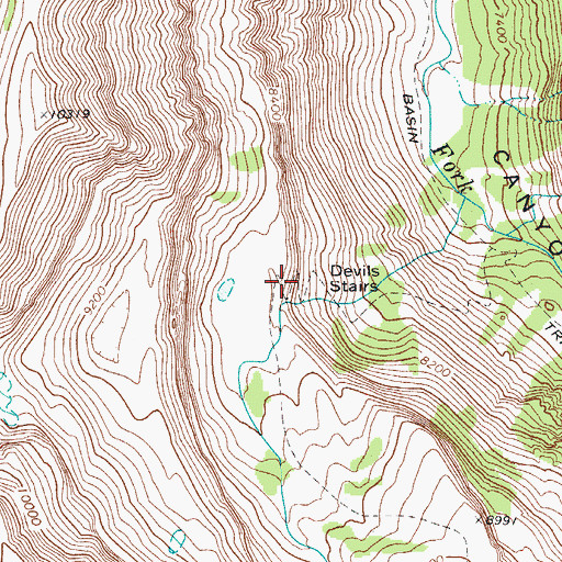 Topographic Map of Devils Stairs, WY