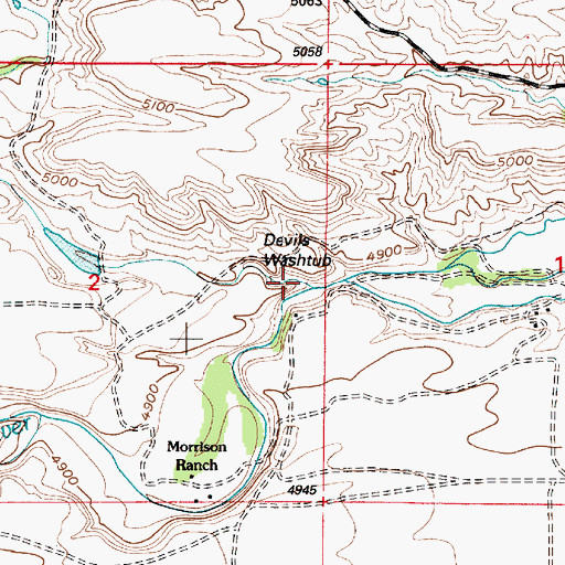 Topographic Map of Devils Washtub, WY