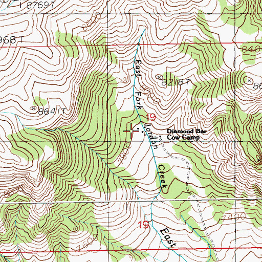 Topographic Map of Diamond Bar Cow Camp, WY