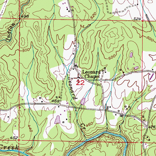 Topographic Map of Leonard Chapel, AL