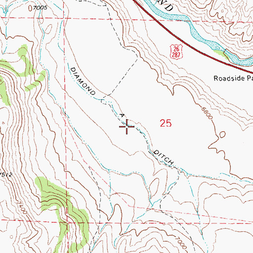Topographic Map of Diamond Ditch, WY