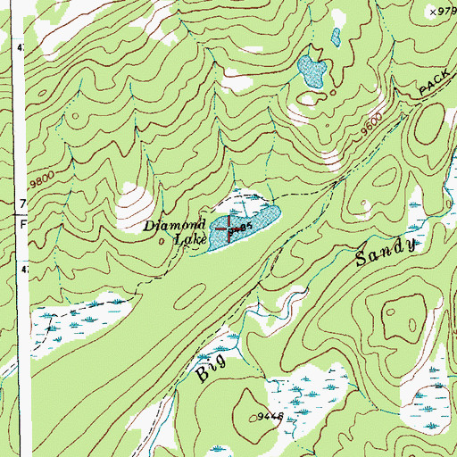 Topographic Map of Diamond Lake, WY