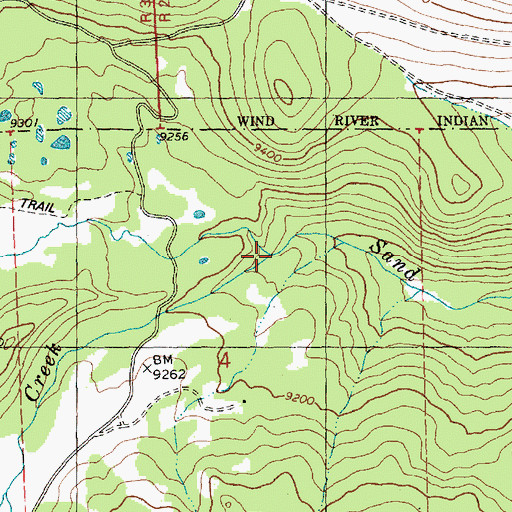 Topographic Map of Dickinson Creek, WY