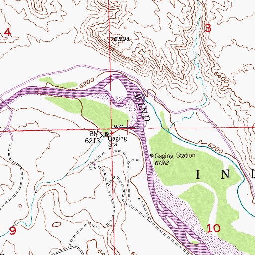 Topographic Map of Dinwoody Creek, WY