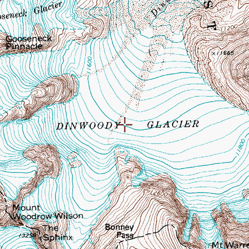 Topographic Map of Dinwoody Glacier, WY