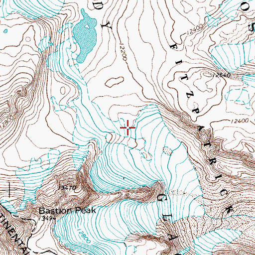 Topographic Map of Dinwoody Glaciers, WY