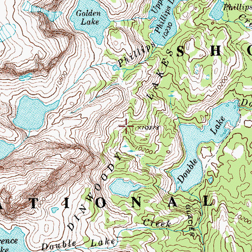 Topographic Map of Dinwoody Lakes, WY