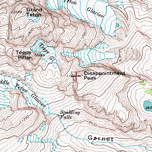 Topographic Map of Disappointment Peak, WY