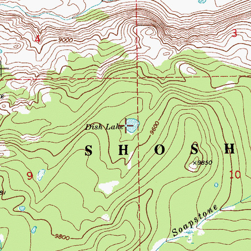 Topographic Map of Dish Lake, WY