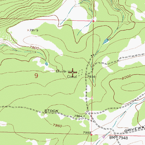 Topographic Map of Divide Headquarters Corral, WY