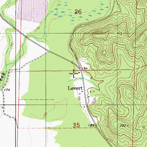 Topographic Map of Levert, AL