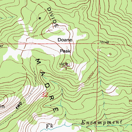 Topographic Map of Doane Peak, WY