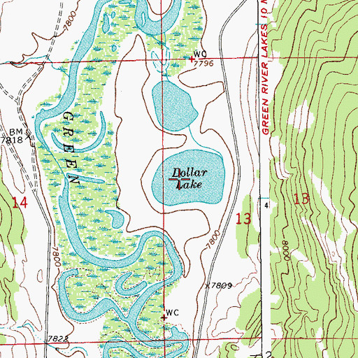 Topographic Map of Dollar Lake, WY