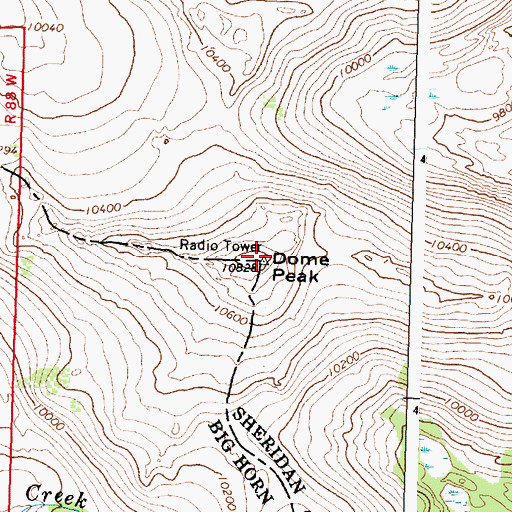 Topographic Map of Dome Peak, WY
