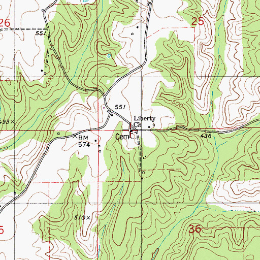 Topographic Map of Liberty Free Will Baptist Church, AL