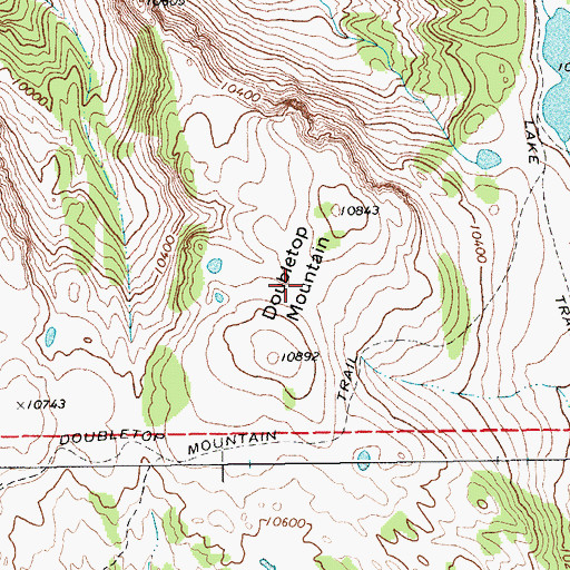 Topographic Map of Doubletop Mountain, WY