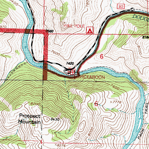 Topographic Map of Douglas Creek, WY