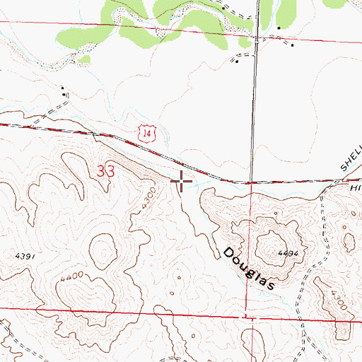 Topographic Map of Douglas Draw, WY