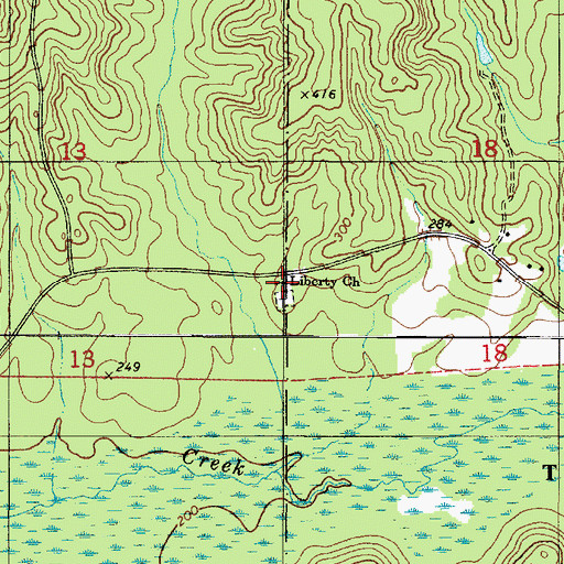 Topographic Map of Liberty Church, AL