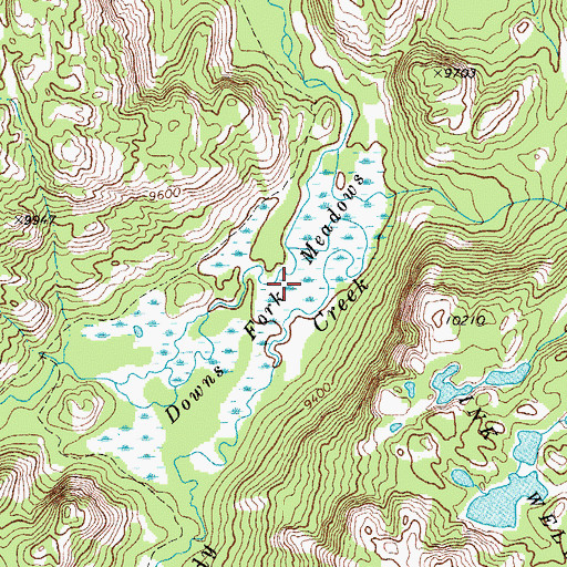 Topographic Map of Downs Fork Meadows, WY