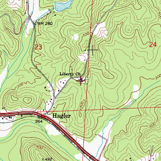 Topographic Map of Liberty Baptist Church, AL