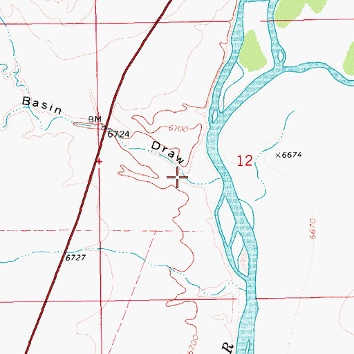Topographic Map of Dry Basin Draw, WY