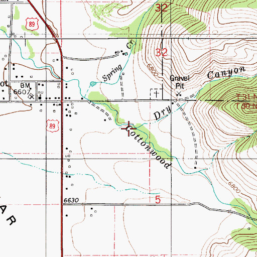 Topographic Map of Dry Canyon Creek, WY