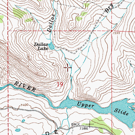 Topographic Map of Dry Dallas Creek, WY