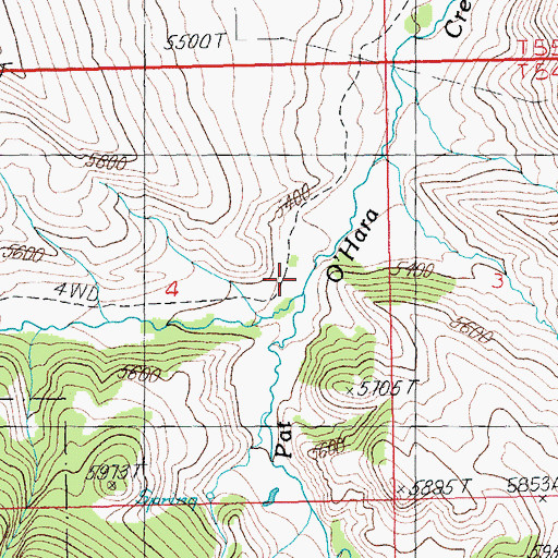 Topographic Map of Dry Fork, WY