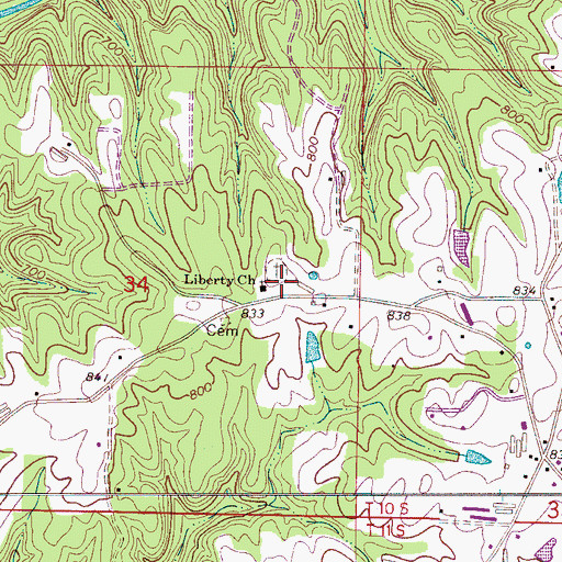 Topographic Map of Liberty Church, AL