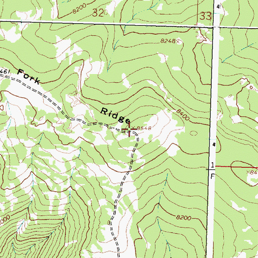 Topographic Map of Dry Fork Ridge, WY