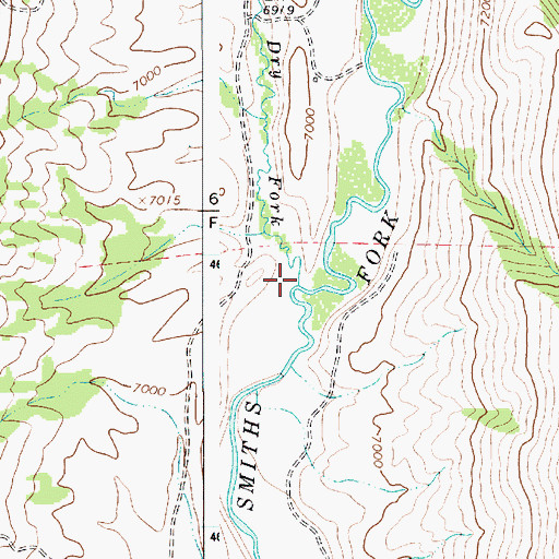 Topographic Map of Dry Fork Smiths Fork, WY