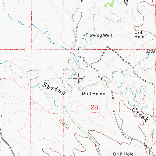 Topographic Map of Dry Fork Spring Creek, WY