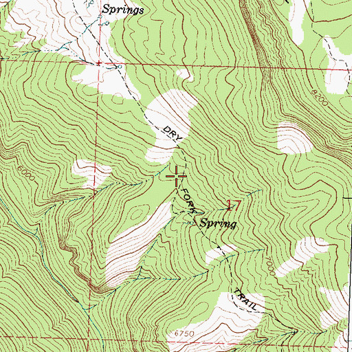 Topographic Map of Dry Fork Trail, WY