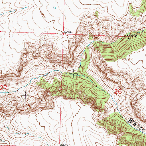 Topographic Map of Dry Fork White Creek, WY
