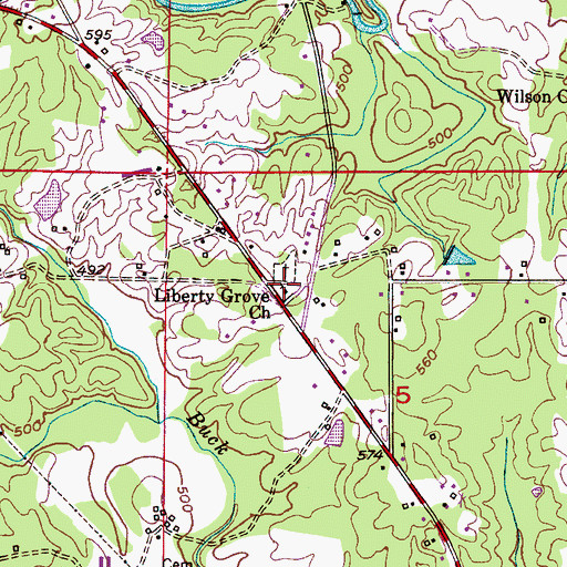 Topographic Map of Liberty Grove Baptist Church, AL