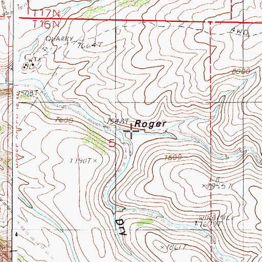 Topographic Map of Dry Gulch, WY