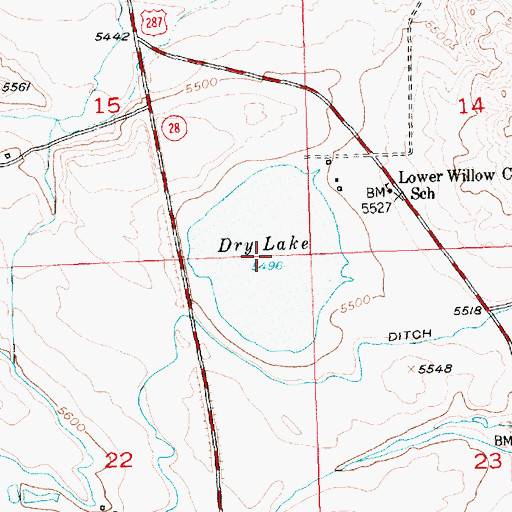Topographic Map of Dry Lake, WY