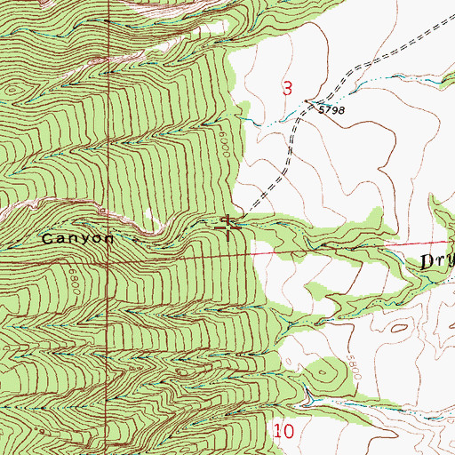 Topographic Map of Dry Muddy Canyon, WY