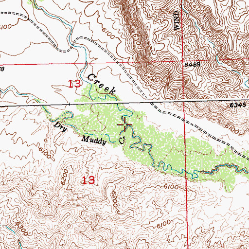 Topographic Map of Dry Muddy Creek, WY