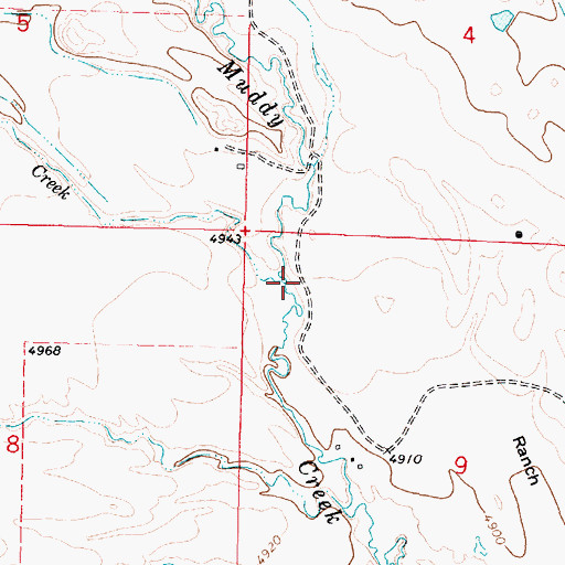 Topographic Map of Dry Muddy Creek, WY