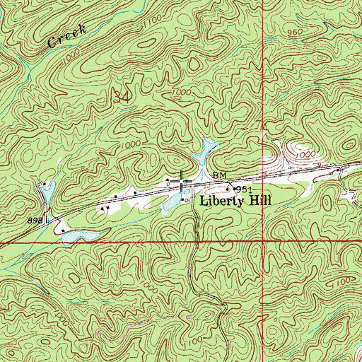 Topographic Map of Liberty Hill, AL