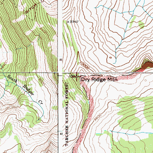 Topographic Map of Dry Ridge Mountain, WY