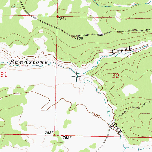 Topographic Map of Dry Sandstone Creek, WY