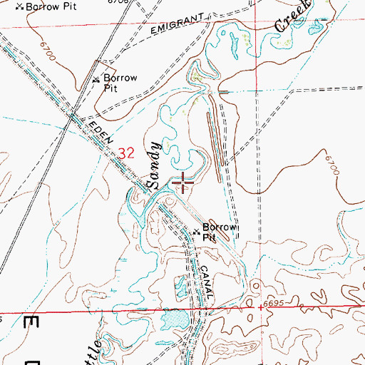 Topographic Map of Dry Sandy Creek, WY