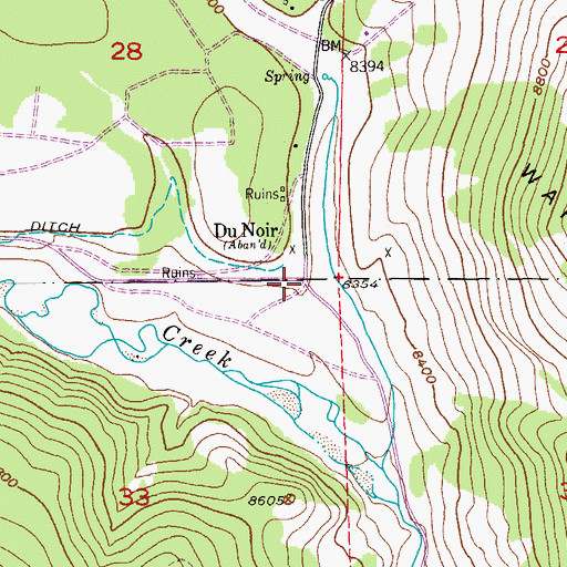 Topographic Map of DuNoir, WY