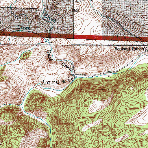 Topographic Map of Duck Creek, WY