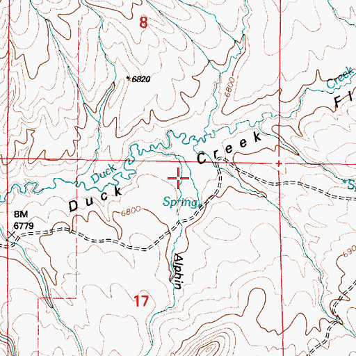 Topographic Map of Duck Creek Flats, WY
