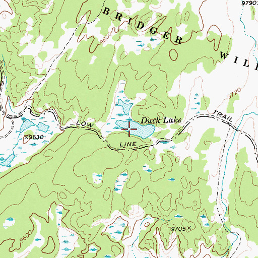 Topographic Map of Duck Lake, WY