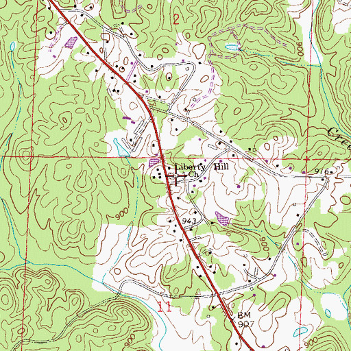 Topographic Map of Liberty Hill Church, AL